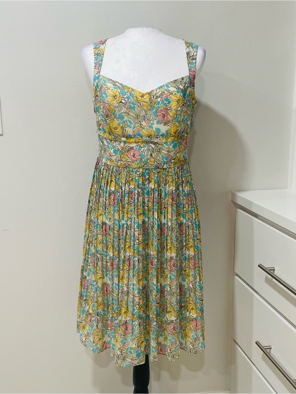 Antonio Melani Pastel Floral Dress Fit and Flare Cottagecore Garden Party Shower